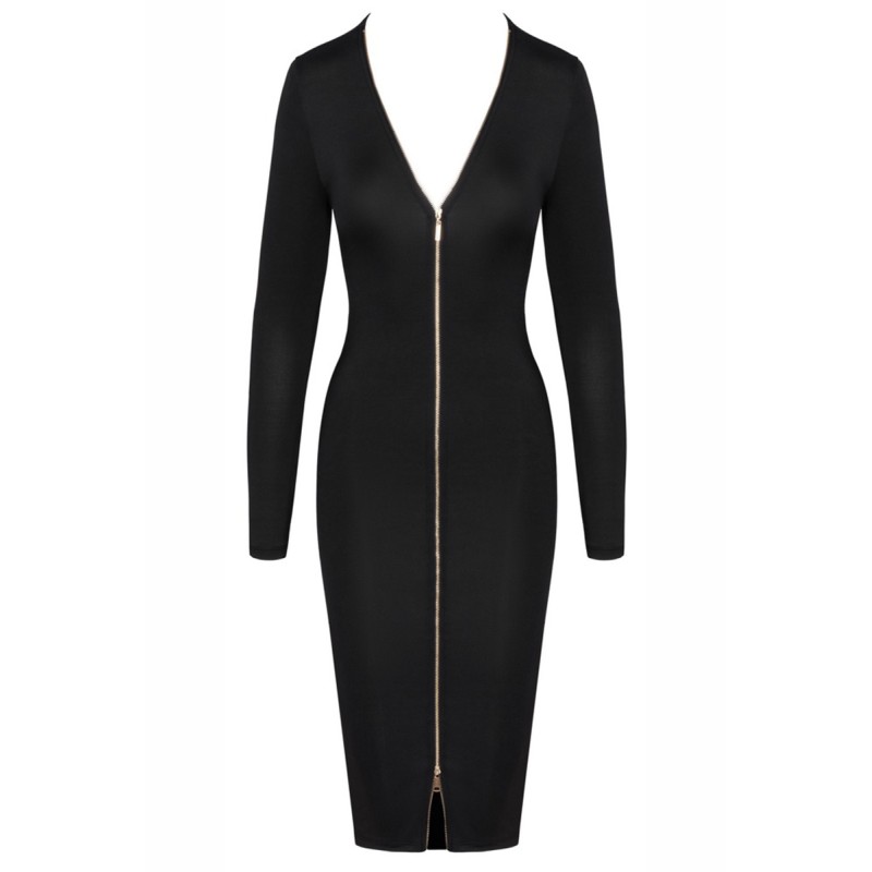 Robe noire midi à manches longues -  Cotelly Party