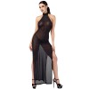 Robe longue en maille pailletée Onyx F372 - Noir Handmade