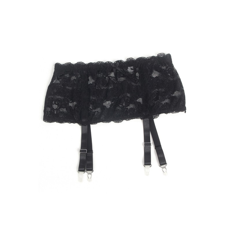 Porte-jarretelles dentelle large Noir - Litolu Lingerie