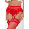 Porte-jarretelles dentelle et string Rouge - Litolu Lingerie Litolu Lingerie