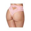 String grande taille dentelle taille haute rose 