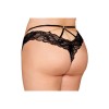 Culotte en dentelle noire, grande taille, avec lanières et chaines dorées 