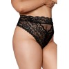 String grande taille dentelle taille haute noir 