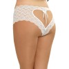 Shorty blanc grande taille de dentelle ouvert et ajouré sur les fesses forme coeur 