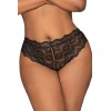 Tanga noir ouvert à l'entrejambe grande taille 
