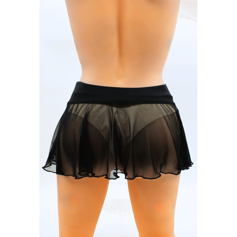 Mini jupe noire en résille transparente Stella 
