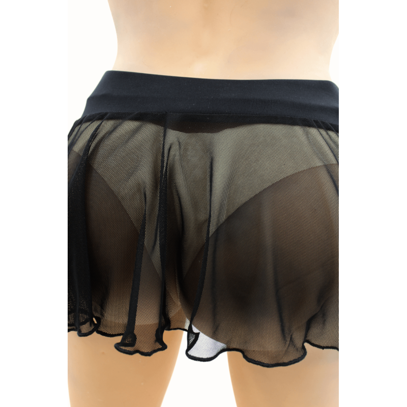 Mini jupe noire en résille transparente Stella 