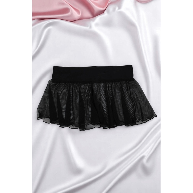 Mini jupe noire en résille transparente Stella 