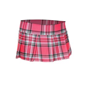 Mini-jupe plissée rose vif style ecossais 