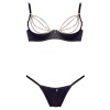 Soutien-gorge sexy demi-seins en satin avec chainette et string 