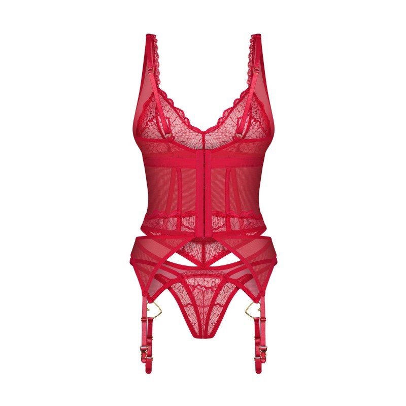 Cupide Desir corset et string - Rouge