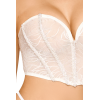 Bustier blanc avec perles et strass, bretelles transparentes amovibles 