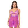 Babydoll sexy en résille brodée florale et string 