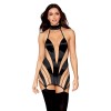 Nuisette stylée noire et transparence avec porte-jarretelles 