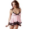 Nuisette doublée rose avec dentelle florale et string 