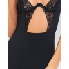 Nuisette noire jarretelles et armatures opaque 