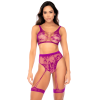 Ensemble deux pièces en résille à motif floral, couleur orchidée - Mapalé