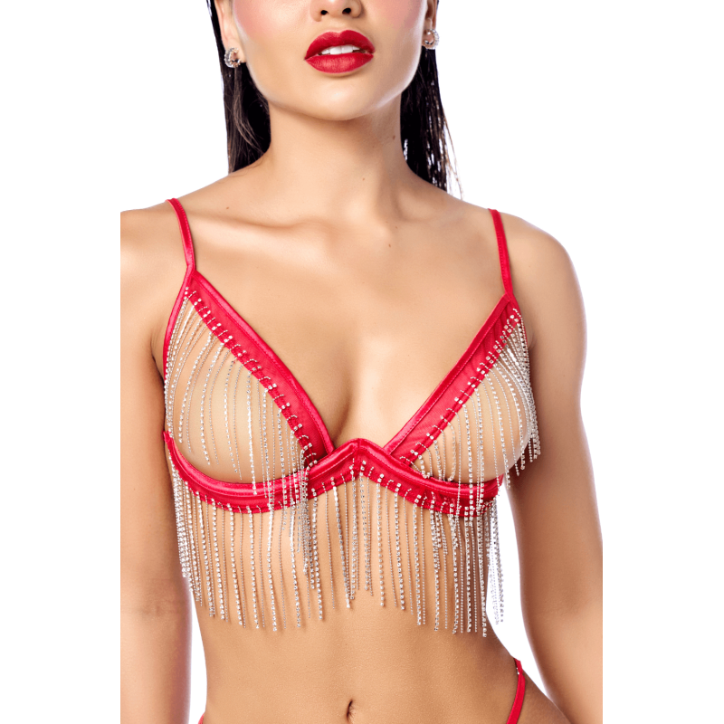 Ensemble 2 pièces à franges strass 