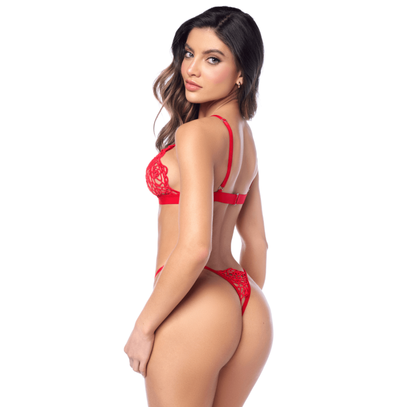 Ensemble sexy 2 pièces en crochet tricoté avec haut ajustable et string 