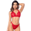 Ensemble sexy 2 pièces en dentelle romantique avec haut et string assorti 