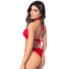 Ensemble sexy 2 pièces en dentelle romantique avec haut et string assorti 