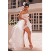 Ensemble 4 pièces blanc, bustier, string et 2 jarretières 