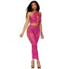 Ensemble Soutien-gorge et jupe longue en filet rose 