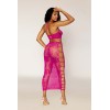 Ensemble Soutien-gorge et jupe longue en filet rose 