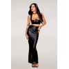 Ensemble Soutien-gorge et jupe longue noir en simili cuir 