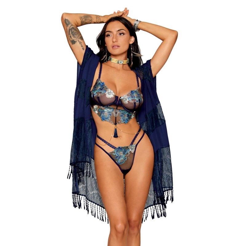 Ensemble soutien-gorge avec chainettes amovibles et string  