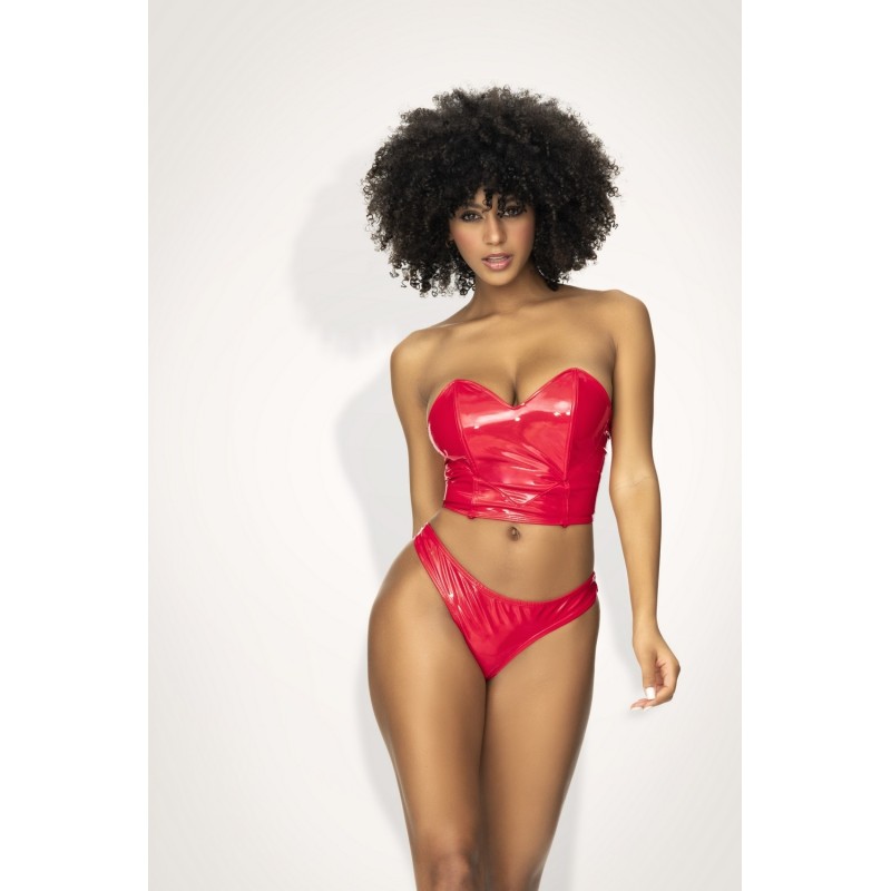 Ensemble lingerie Deux Pièces Wet Look Rouge 