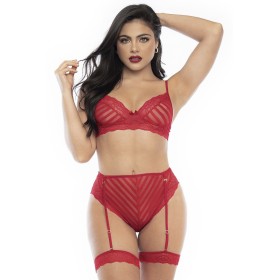Ensemble deux pièces en dentelle rouge 