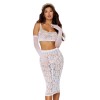 Ensemble 2 pièces, brassière résille fantaisie et jupe longue assorti 