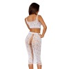 Ensemble 2 pièces, brassière résille fantaisie et jupe longue assorti 
