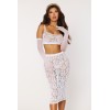 Ensemble 2 pièces, brassière résille fantaisie et jupe longue assorti 