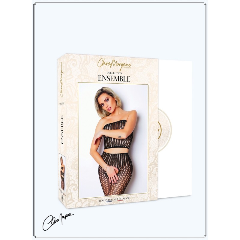 Ensemble 2 pièces résille ouvert à l'entrejambe - Le Numéro 2 - Collection Ensemble 