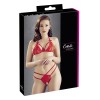 Soutien-gorge en dentelle rouge avec bonnets détachables et string 
