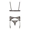 Ensemble sexy trois pièces en dentelle noire 