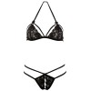Soutien-gorge en dentelle noire avec bonnets détachables et string 