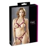 Soutien-gorge ouvert et string rouge à larges bandes sexy 