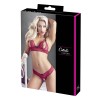 Soutien-gorge, bonnets ouverts, en dentelle rouge et string assorti 