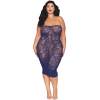 Ensemble 2 pièces grande taille top manches longues et robe bleu marine 