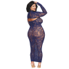 Ensemble 2 pièces grande taille top manches longues et robe bleu marine 