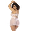 2 en 1 Nuisette et ensemble 2 pièces grande taille en dentelle et résille transparente 