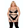 Ensemble grande taille avec Soutien-gorge, jupe porte-jarretelles, string  