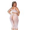 Ensemble 2 pièces grande taille, brassière résille fantaisie et jupe longue assorti 