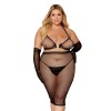 Ensemble 2 pièces grande taille, soutien gorge et jupe longue transparente noir 