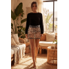 Jupe en résille transparente imprimé léopard Clara 