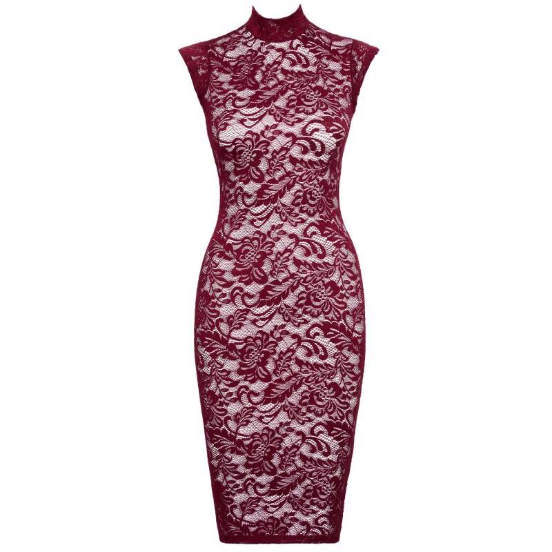Robe moulante en dentelle rouge bordeaux - Cottelli