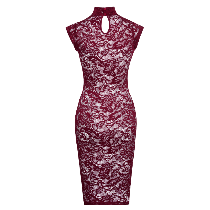 Robe moulante en dentelle rouge bordeaux - Cottelli